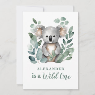 Wild One Koala Animal Child's 1st Birthday  Invitation