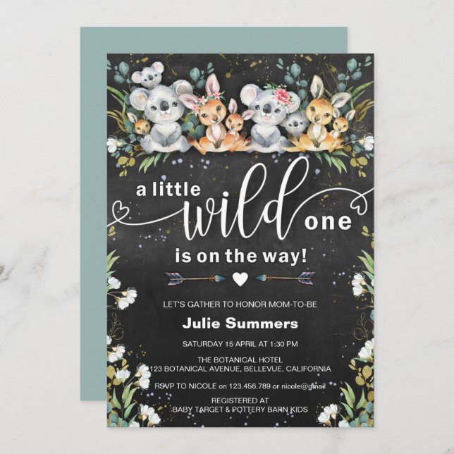 Wild One Koalas & Kangaroos Baby Shower Invitation (Front/Back)