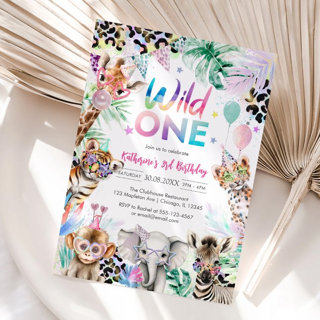 Wild One Leopard Jungle 1st Birthday Invitation (Creator Uploaded)