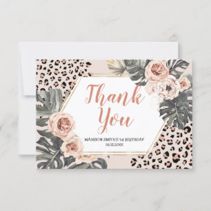 Wild One Leopard Print Birthday Thank You Card