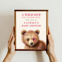Wild One Lightning Bolt Bear Baby Shower Welcome