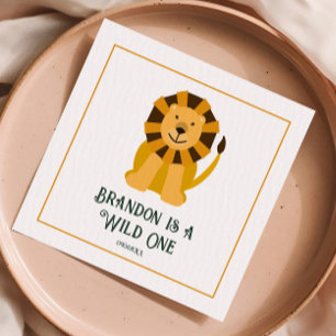 Wild One Lion Birthday Party Jungle Safari  Napkin