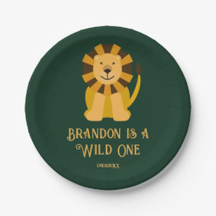 Wild One Lion Birthday Party Jungle Safari Paper Plate