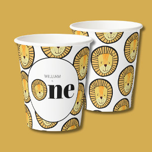 Wild One Lion Boys First Birthday Paper Cups