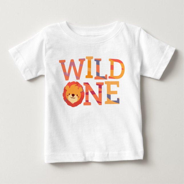 Wild One Lion | Kids | One Year Old Baby T-Shirt (Front)