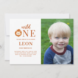 Wild One Lion Photo  Invitation