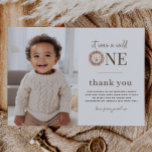 Wild One Lion Photo Thank You Card<br><div class="desc">A watercolour lion face,  perfect for thanking guests for coming to your Wild One Birthday Party! Please note that you cannot edit the 'it was a wild' text,  but all of the other text is editable.</div>