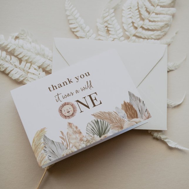 Wild One Lion Photo Thank You Card (Creator Uploaded)