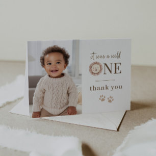Wild One Lion Photo Thank You Card