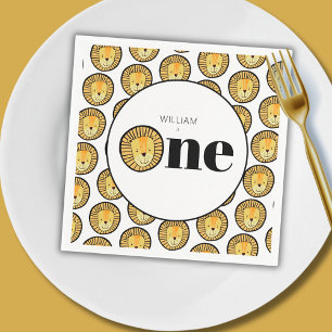 Wild One Lion Safari theme first birthday Napkin