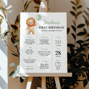 Wild One Lion Sage Balloon First Year Milestone Poster
