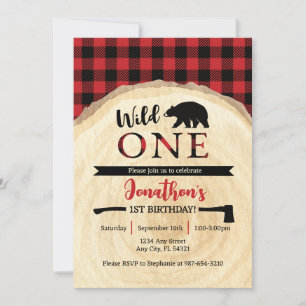Wild One Lumberjack 1st Birthday Invitation