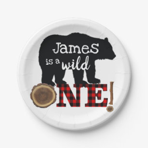 Wild One Lumberjack Bear Party Plates Birthday