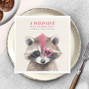Wild One Mohawk Racoon Baby Shower Napkin