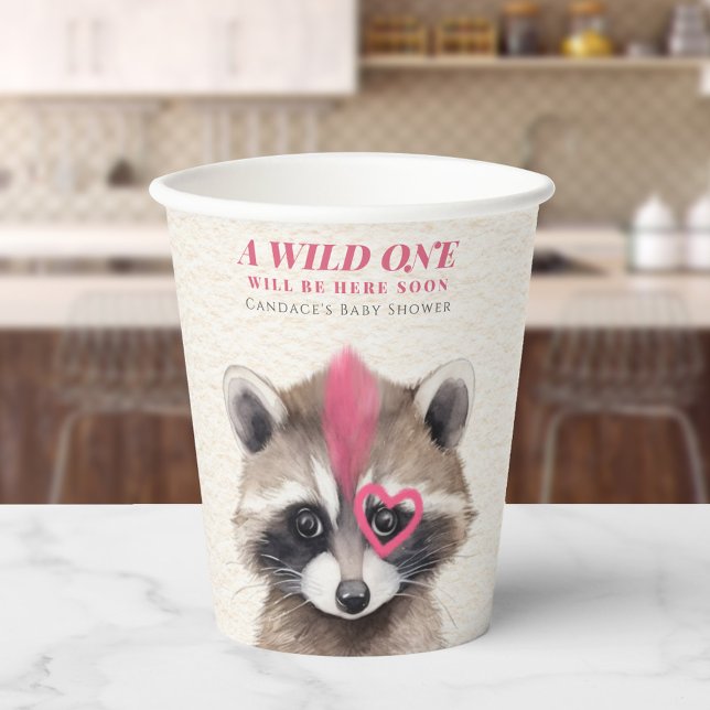 Wild One Mohawk Racoon Baby Shower Paper Cups (Creator Uploaded)