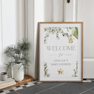 Wild One Monkey Baby Shower Welcome Sign
