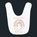Wild One Muted Rainbow Girl's 1st Birthday Bib<br><div class="desc">When I was researching trending baby invitations, I came up with this cute modern muted rainbow design and I just LOVE it! In a boho style it features soft, muted colours, dripping hearts, and hand lettered script. I have now crafted this design into a birthday baby bib to match the...</div>