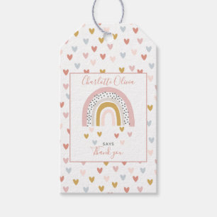 Wild One Muted Rainbow Girl's 1st Birthday Party Gift Tags