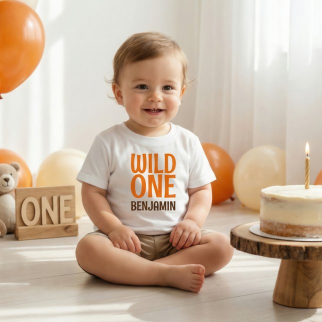 Wild One Name 1st Birthday Baby T-Shirt (Creator Uploaded)