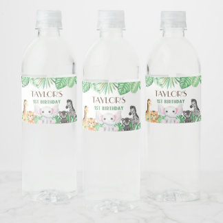 Wild One Neutral Celebration- Safari Adventure! Water Bottle Label