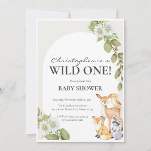 Wild One Neutral Woodland Baby Shower Invitation