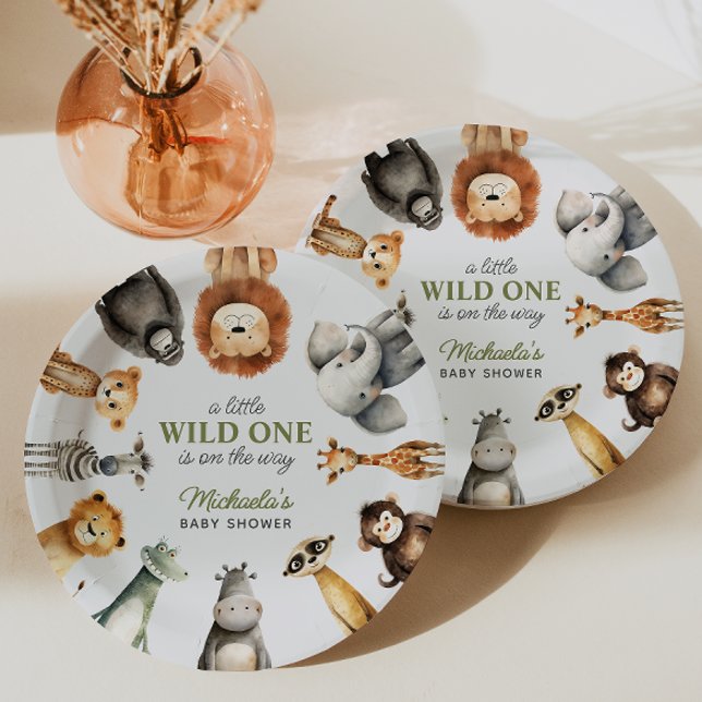 Wild One On The Way Safari Animals Baby Shower Paper Plate (Creator Uploaded)