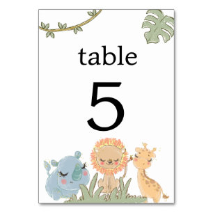 Wild One On The Way Safari Animals Baby Shower Table Number