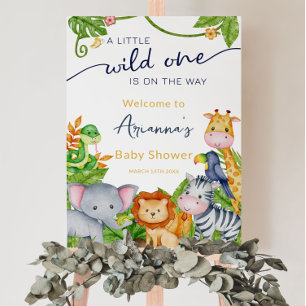 Wild One on the Way Zoo Jungle Baby Shower Welcome Poster