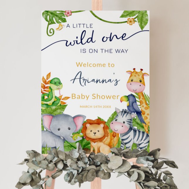 Wild One on the Way Zoo Jungle Baby Shower Welcome Poster (Creator Uploaded)