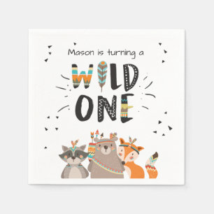 Wild one Paper Napkin Tribal Woodland Animals Boy
