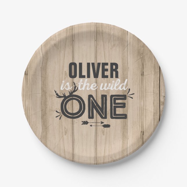 Wild One Paper Plate 7" Rustic Rustic Wild One (Front)