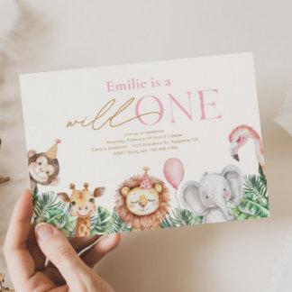 Wild One Party Animal First Birthday Invitation