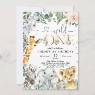 Wild One Party Animals 1st Birthday Invitation