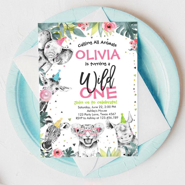 Wild One Party Animals 1st Birthday Invitation (Creator Uploaded)