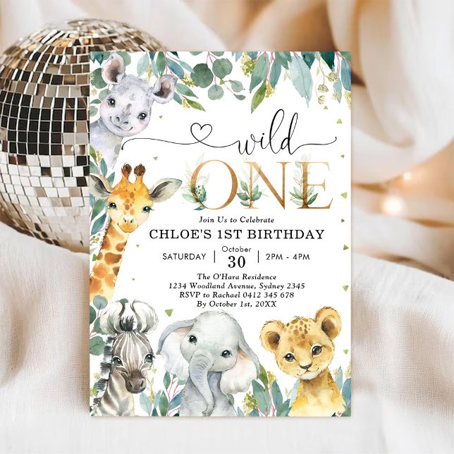 Wild One Party Animals 1st Birthday Invitation (Creator Uploaded)