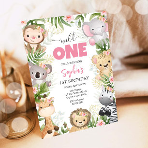 Wild One Party Animals Kids 1st Birthday Invitation