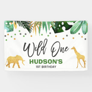 Wild One Party Banner Jungle Animals Party