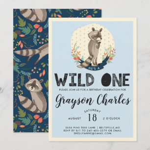 Wild One Party Invitation Little Racoon