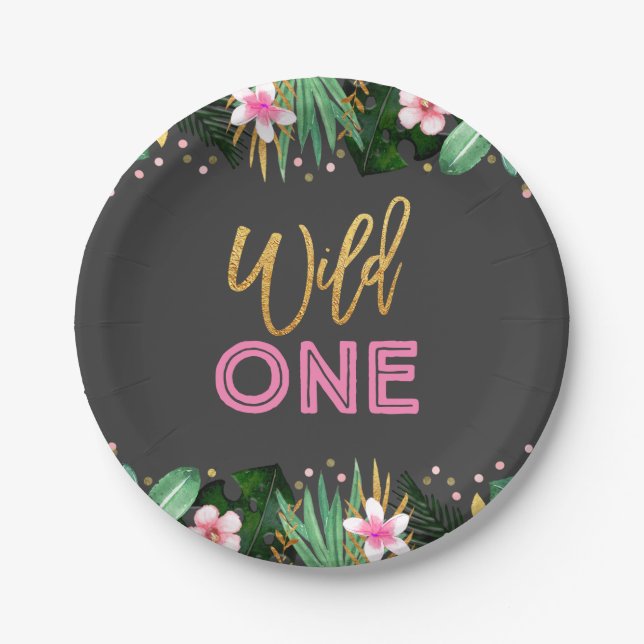 Wild One Party Paper Plate Jungle Animals Party (Front)