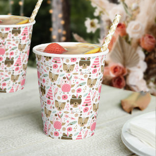 Wild One Pattern   Woodland Camping Animals Paper Cups
