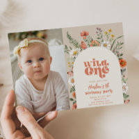 Wild One Photo Birthday Invitation | Wildflowers