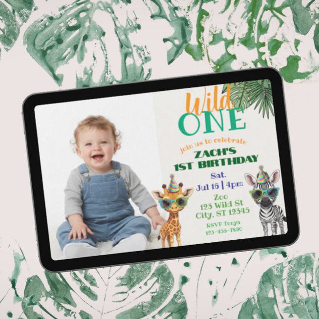 Wild One Picture Party Animal 1st Birthday Invitation (Creator Uploaded)