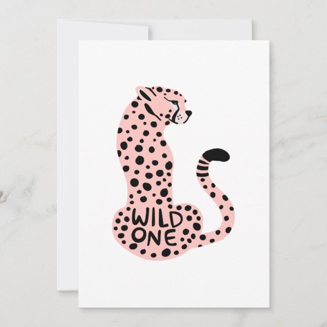 Wild One Pink Leopard First Birthday  Invitation (Front)