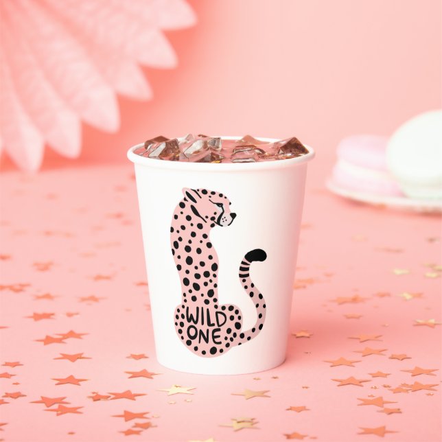 Wild One Pink Leopard First Birthday  Paper Cups (Insitu)
