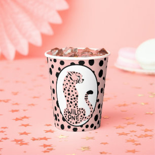 Wild One Pink Leopard Print Bachelorette Party  Paper Cups