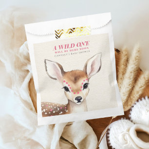 Wild One Pink Spotted Fawn Deer Baby Shower Favour Bag