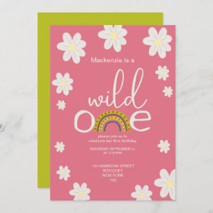 Wild One Rainbow Birthday Party Personalized Invitation