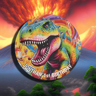 Wild One Rainbow Dinosaur Paper Plate