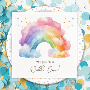 Wild One Rainbow Kids Birthday Napkin