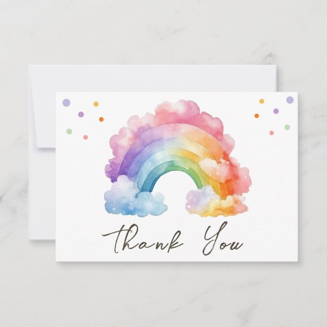 Wild One Rainbow Kids Birthday  Thank You Card (Front)
